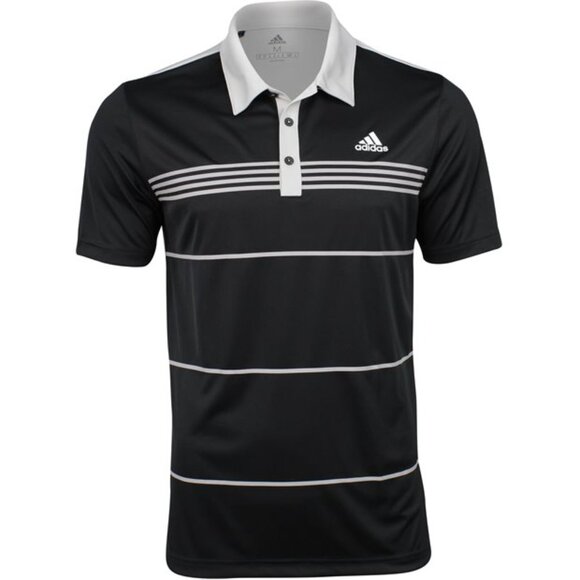Adidas Climalite Golf Polo Shirt Men's Size 2XL UPF 50+ Black Gray Striped NWT - Picture 3 of 4